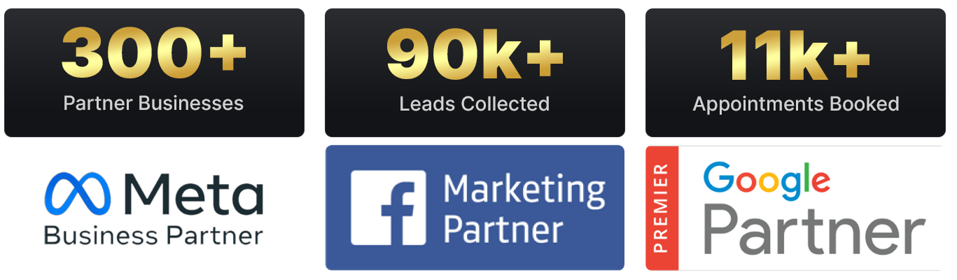 Lead Hub partner metrics: 300 partner businesses, 90k leads collected, 11k appointments booked